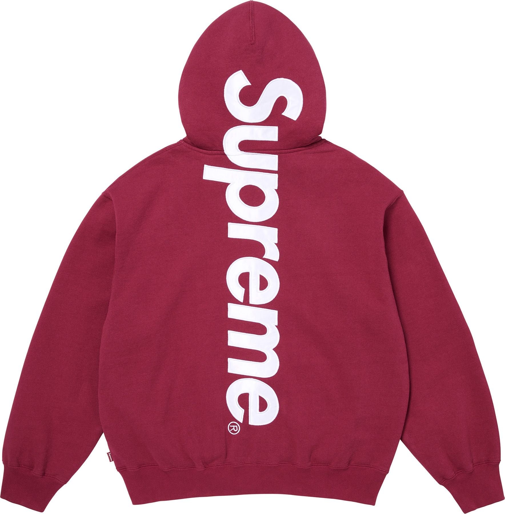 Satin Appliqué Zip Up Hooded Sweatshirt view 3